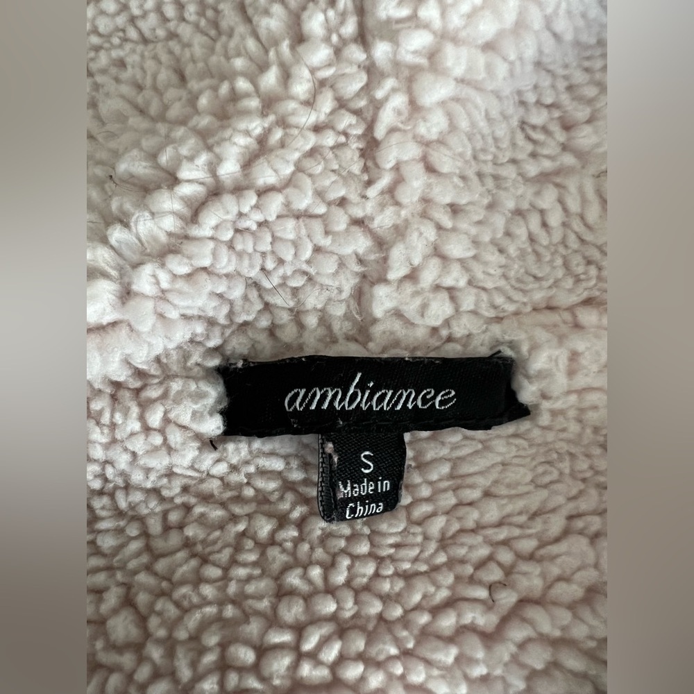 Ambiance Sherpa lined hooded full zip burgundy sweater S - Picture 9 of 10